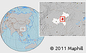 Gray Location Map of Shizhu, highlighted parent region, hill shading