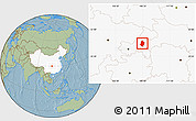 Savanna Style Location Map of Shizhu, highlighted country, hill shading