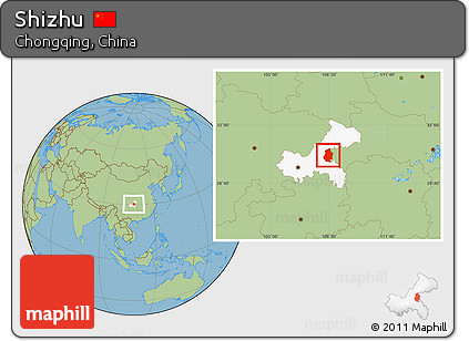 Savanna Style Location Map of Shizhu, highlighted parent region