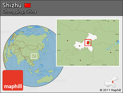 Savanna Style Location Map of Shizhu, highlighted parent region
