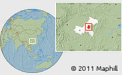 Savanna Style Location Map of Shizhu, highlighted parent region, hill shading
