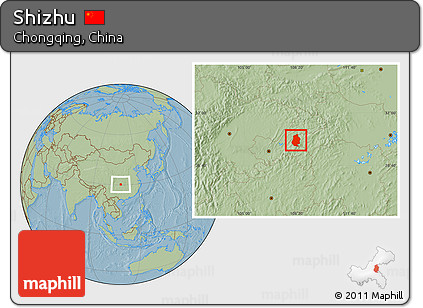 Savanna Style Location Map of Shizhu, hill shading