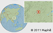 Savanna Style Location Map of Shizhu, hill shading