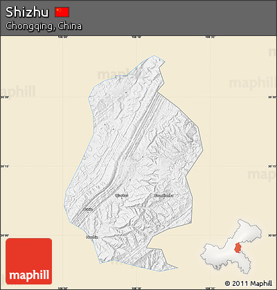 Classic Style Map of Shizhu, single color outside