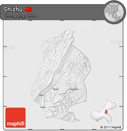 Silver Style Map of Shizhu, single color outside
