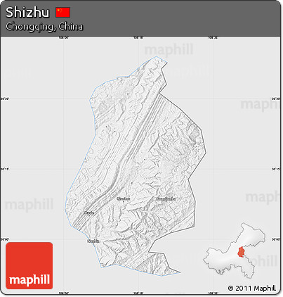 Silver Style Map of Shizhu, single color outside
