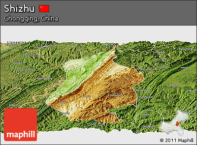Physical Panoramic Map of Shizhu, satellite outside