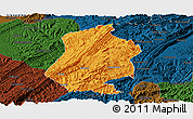 Political Panoramic Map of Shizhu, darken