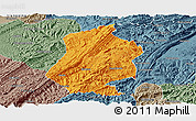 Political Panoramic Map of Shizhu, semi-desaturated