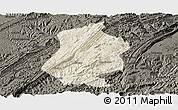 Shaded Relief Panoramic Map of Shizhu, darken