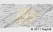 Shaded Relief Panoramic Map of Shizhu, desaturated