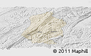 Shaded Relief Panoramic Map of Shizhu, lighten, desaturated