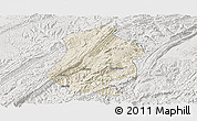 Shaded Relief Panoramic Map of Shizhu, lighten, semi-desaturated