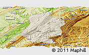 Shaded Relief Panoramic Map of Shizhu, physical outside