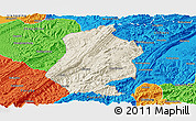 Shaded Relief Panoramic Map of Shizhu, political outside