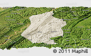 Shaded Relief Panoramic Map of Shizhu, satellite outside