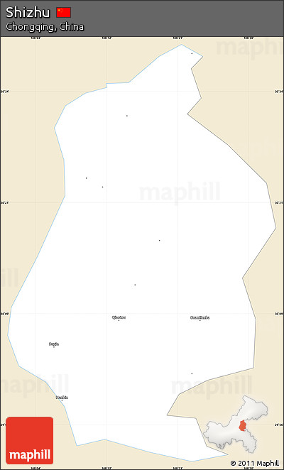 Classic Style Simple Map of Shizhu, single color outside