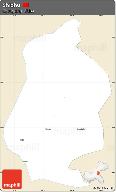 Classic Style Simple Map of Shizhu, single color outside