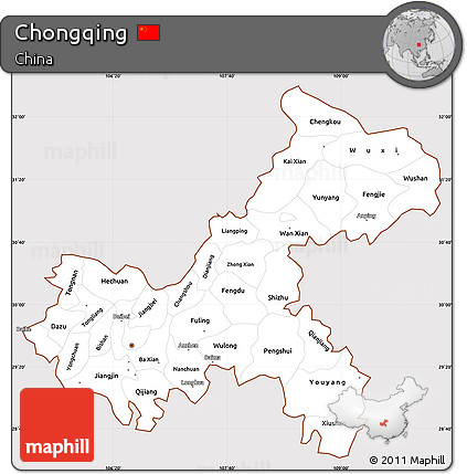 Classic Style Simple Map of Chongqing, cropped outside