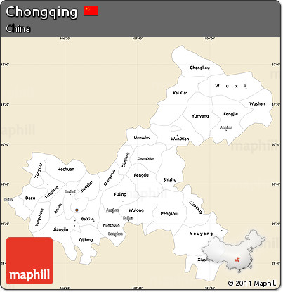 Classic Style Simple Map of Chongqing, single color outside