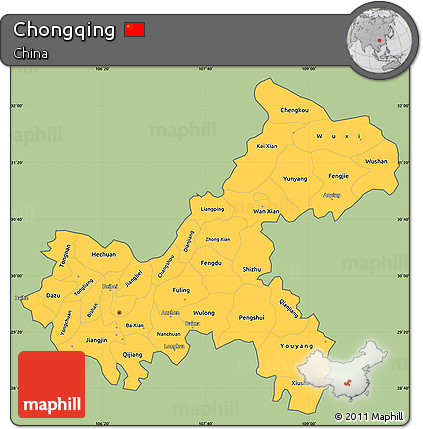 Savanna Style Simple Map of Chongqing, cropped outside