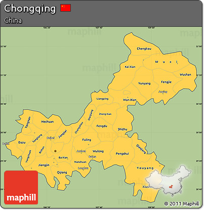 Savanna Style Simple Map of Chongqing, cropped outside