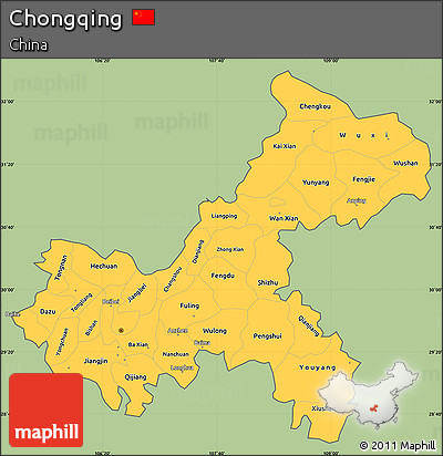Savanna Style Simple Map of Chongqing, cropped outside