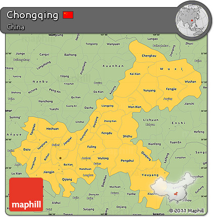 Savanna Style Simple Map of Chongqing