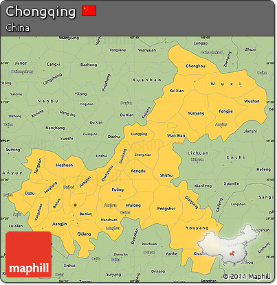Savanna Style Simple Map of Chongqing