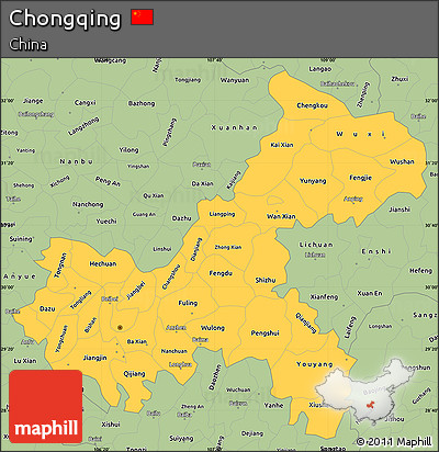 Savanna Style Simple Map of Chongqing