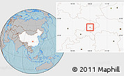 Gray Location Map of Wanxian Shi, highlighted country, hill shading
