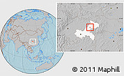 Gray Location Map of Wanxian Shi, highlighted parent region, hill shading