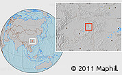 Gray Location Map of Wanxian Shi, hill shading