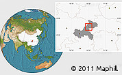 Satellite Location Map of Wanxian Shi, highlighted country, highlighted parent region