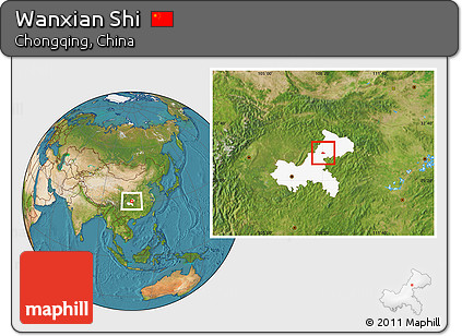 Satellite Location Map of Wanxian Shi, highlighted parent region