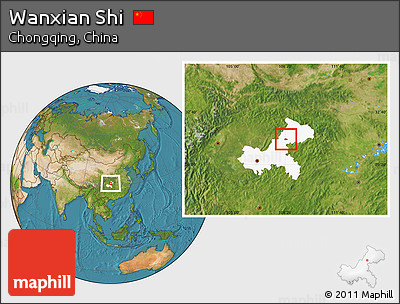 Satellite Location Map of Wanxian Shi, highlighted parent region