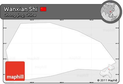 Silver Style Simple Map of Wanxian Shi