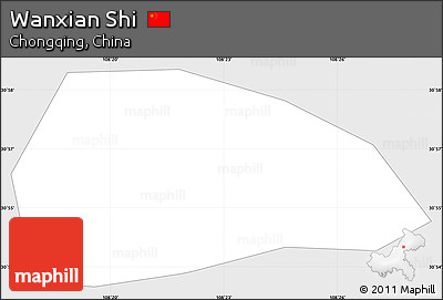 Silver Style Simple Map of Wanxian Shi