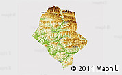 Physical 3D Map of Yunyang, cropped outside