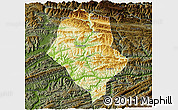 Physical 3D Map of Yunyang, darken