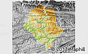 Physical 3D Map of Yunyang, desaturated