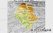 Physical 3D Map of Yunyang, lighten, desaturated