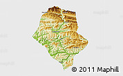 Physical 3D Map of Yunyang, single color outside