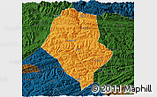 Political 3D Map of Yunyang, darken