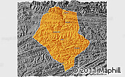 Political 3D Map of Yunyang, desaturated
