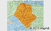 Political 3D Map of Yunyang, lighten