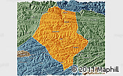 Political 3D Map of Yunyang, semi-desaturated