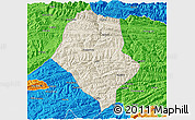 Shaded Relief 3D Map of Yunyang, political outside