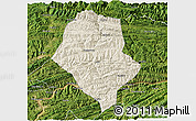 Shaded Relief 3D Map of Yunyang, satellite outside