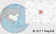 Gray Location Map of Yunyang, highlighted country, hill shading